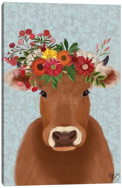 Cow Bohemian 1 Canvas Art Print - Fab Funky
