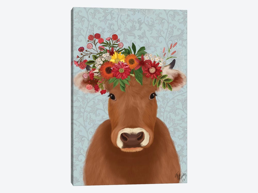Cow Bohemian 1 by Fab Funky 1-piece Canvas Art