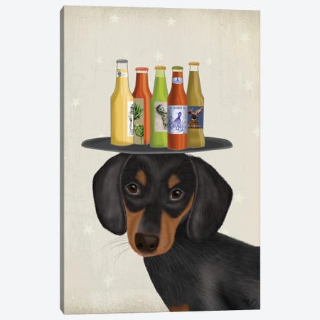 Dachshund Beer Lover Canvas Print #FNK1646} by Fab Funky Canvas Artwork