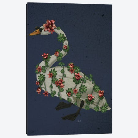 Bound Swan On Blue Canvas Print #FNK164} by Fab Funky Canvas Wall Art
