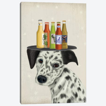 Dalmatian Beer Lover Canvas Print #FNK1650} by Fab Funky Canvas Artwork