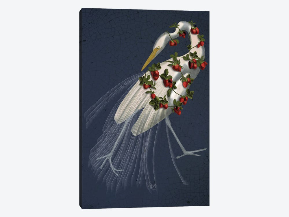 Bound White Heron On Blue 1-piece Canvas Print