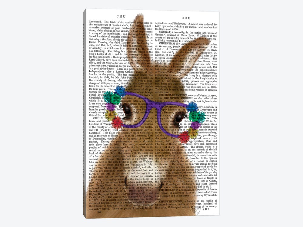 Donkey Purple Flower Glasses Book Print 1-piece Canvas Art