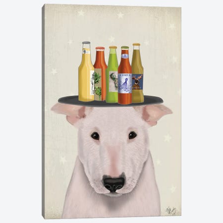 English Bull Terrier Beer Lover Canvas Print #FNK1697} by Fab Funky Canvas Print