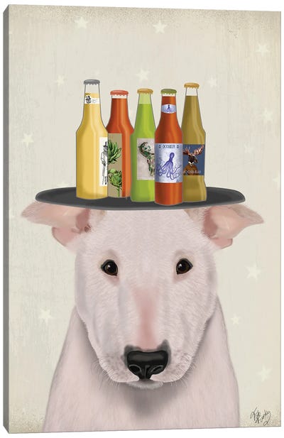 English Bull Terrier Beer Lover Canvas Art Print