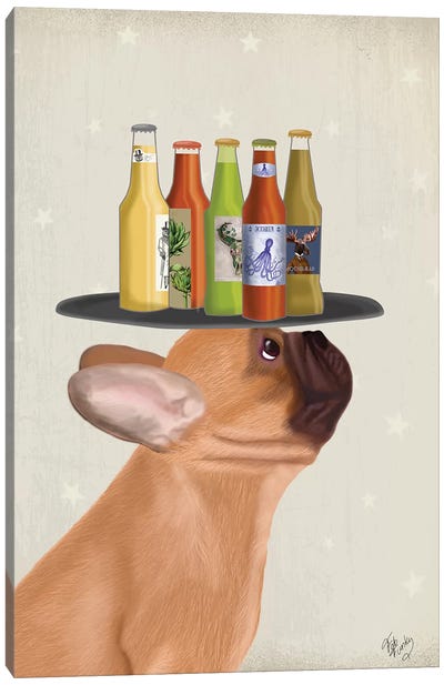 French Bulldog Beer Lover Canvas Art Print - Fab Funky