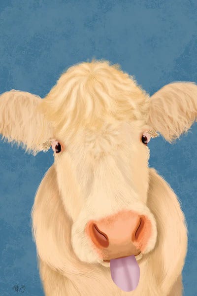 Funny Farm Cow 1 Canvas Art Print by Fab Funky | iCanvas