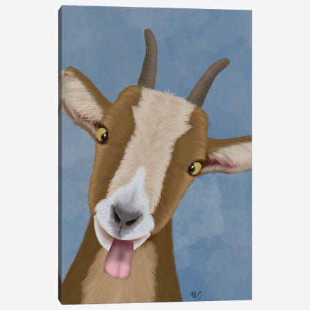Funny Farm Goat 3 Canvas Print #FNK1715} by Fab Funky Canvas Wall Art