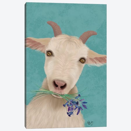 Goat and Bluebells Canvas Print #FNK1723} by Fab Funky Canvas Wall Art