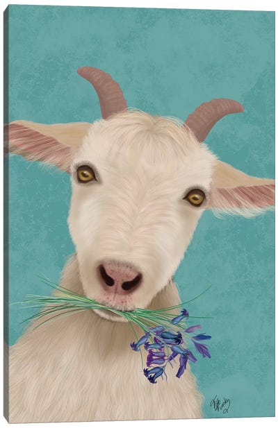 Goat and Bluebells Canvas Art Print - Fab Funky