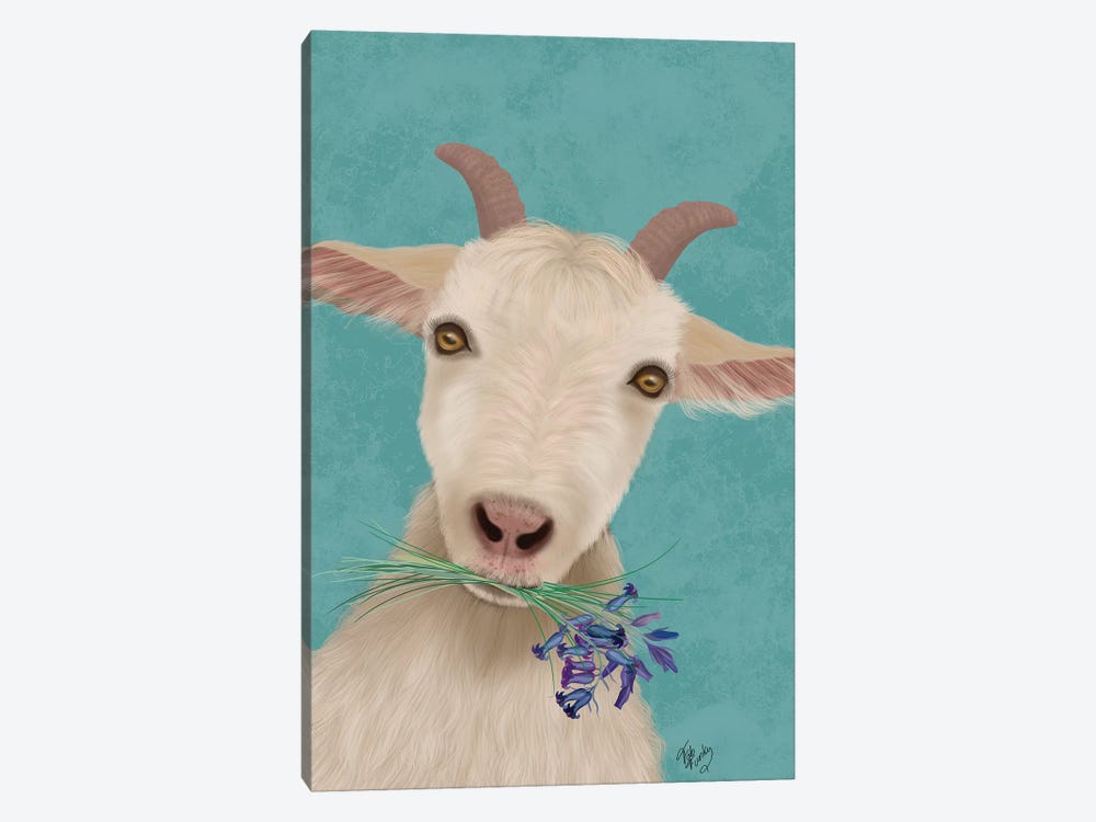 Goat and Bluebells by Fab Funky 1-piece Canvas Print