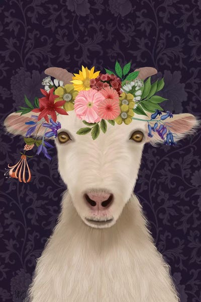 Goat Bohemian 1 by Fab Funky framed canvas print