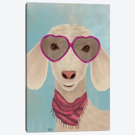 Goat Heart Glasses Canvas Print #FNK1735} by Fab Funky Canvas Artwork