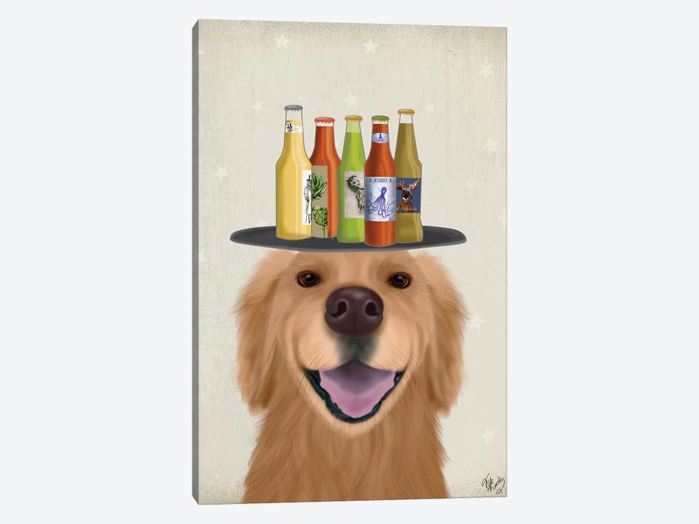 Golden Retriever Beer Lover by Fab Funky 1-piece Canvas Art Print
