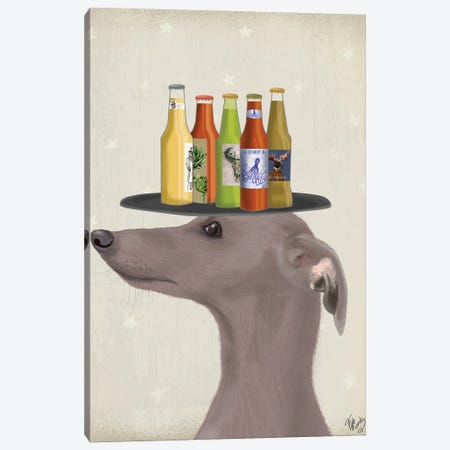 Greyhound Grey Beer Lover Canvas Print #FNK1746} by Fab Funky Canvas Art Print
