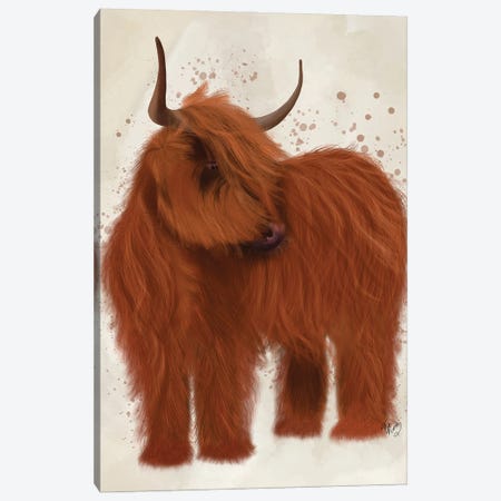 Highland Cow 2, Full Canvas Print #FNK1755} by Fab Funky Canvas Artwork