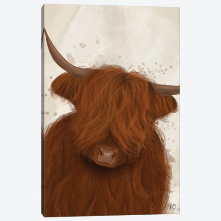 Highland Cow 3, Portrait Canvas Print #FNK1758} by Fab Funky Canvas Art Print