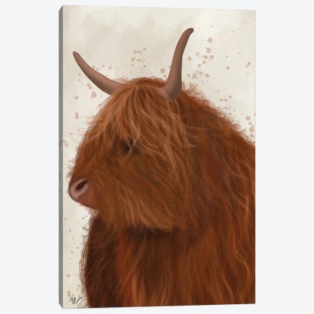 Highland Cow 4, Portrait Canvas Print #FNK1760} by Fab Funky Canvas Wall Art