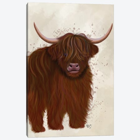 Highland Cow 5, Full Canvas Print #FNK1761} by Fab Funky Canvas Art