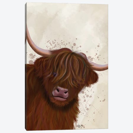 Highland Cow 5, Portrait Canvas Print #FNK1762} by Fab Funky Canvas Wall Art