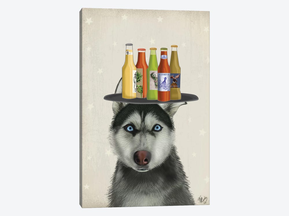 Husky II Beer Lover by Fab Funky 1-piece Canvas Wall Art