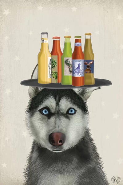 Siberian Huskies: Husky II Beer Lover by Fab Funky