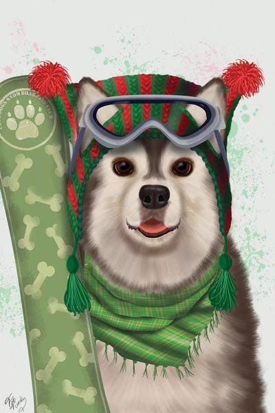 Siberian Huskies: Husky Snowboard by Fab Funky