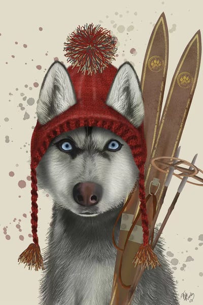 Siberian Huskies: Husky, Skiing by Fab Funky