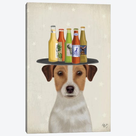 Jack Russell Beer Lover Canvas Print #FNK1776} by Fab Funky Canvas Art