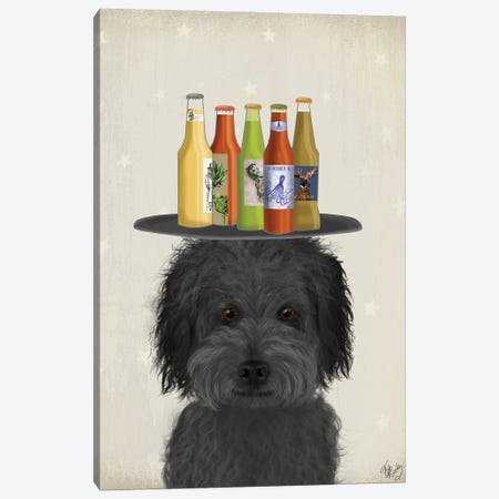 Labradoodle Black I Beer Lover Canvas Print #FNK1779} by Fab Funky Art Print