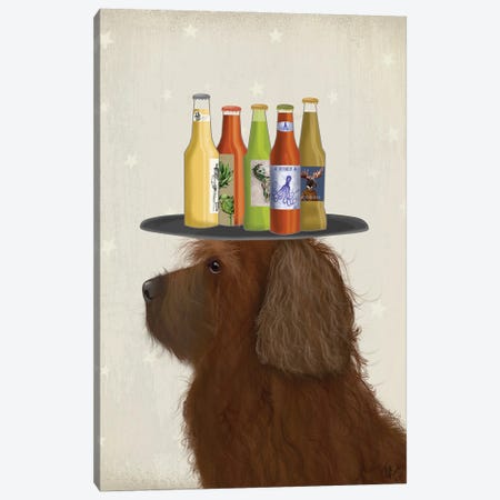 Labradoodle Brown II Beer Lover Canvas Print #FNK1784} by Fab Funky Canvas Art Print