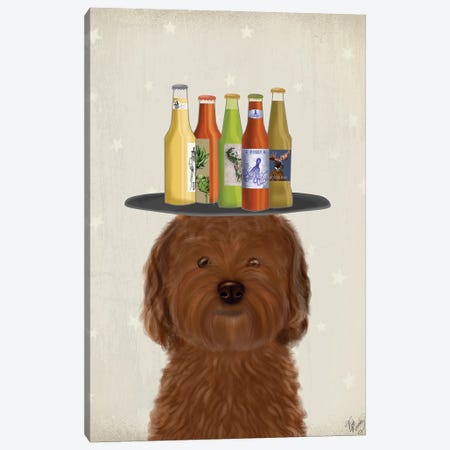 Labradoodle Brown Beer Lover Canvas Print #FNK1785} by Fab Funky Canvas Print