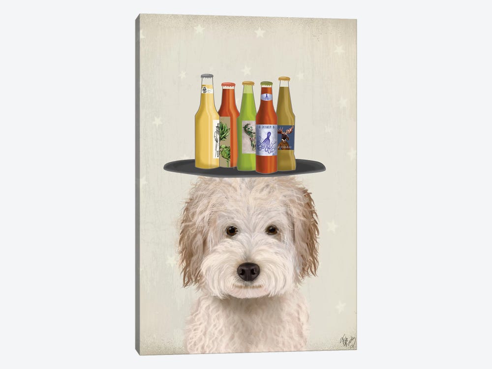 Labradoodle Cream Beer Lover by Fab Funky 1-piece Canvas Art