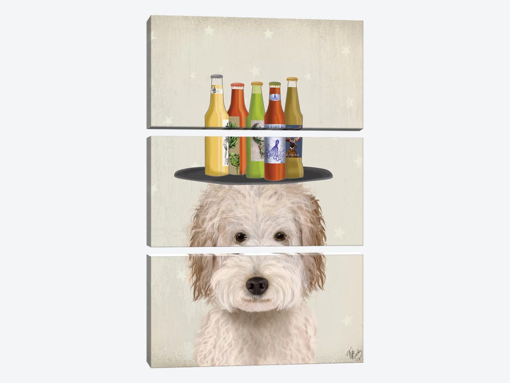 Labradoodle Cream Beer Lover by Fab Funky 3-piece Canvas Wall Art