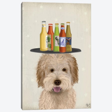 Labradoodle Gold I Beer Lover Canvas Print #FNK1787} by Fab Funky Canvas Print