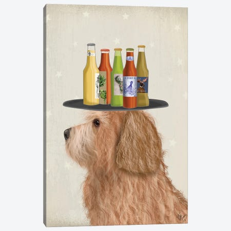 Labradoodle Gold II Beer Lover Canvas Print #FNK1788} by Fab Funky Canvas Artwork