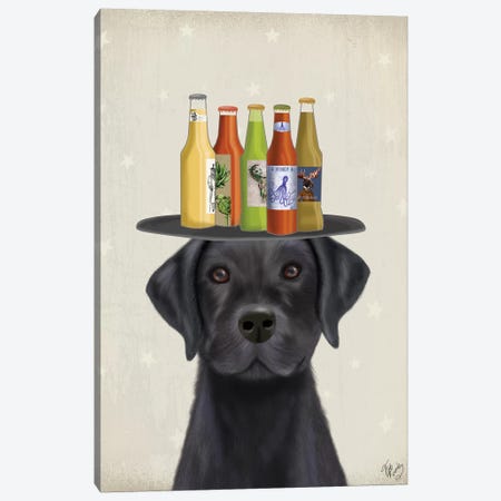Labrador Black Beer Lover Canvas Print #FNK1790} by Fab Funky Canvas Print
