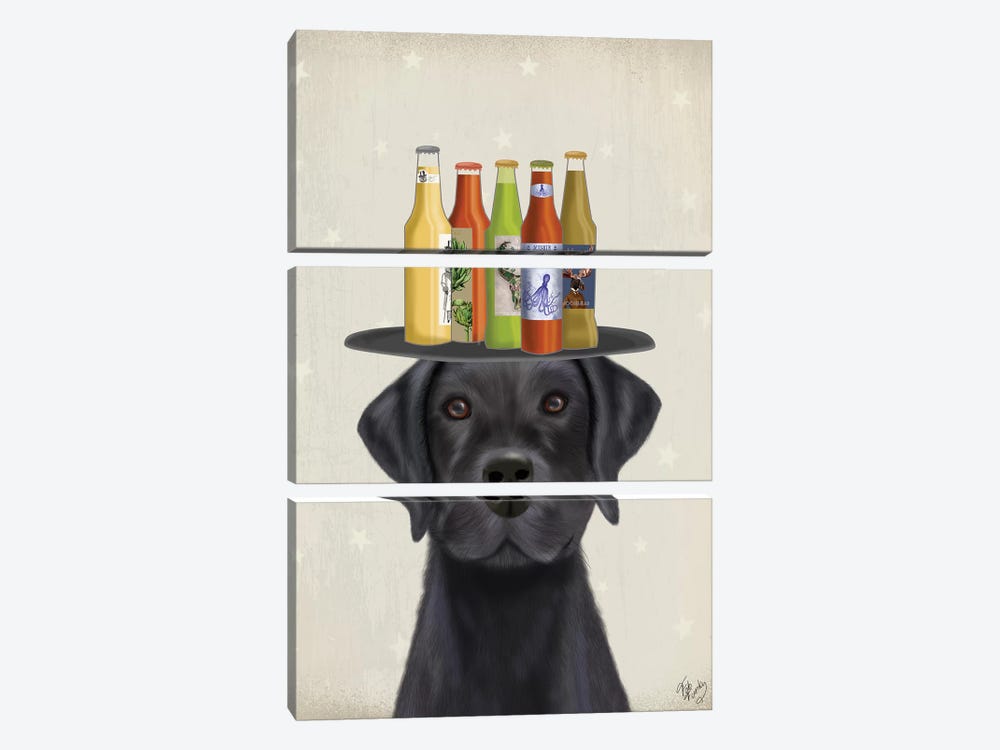 Labrador Black Beer Lover by Fab Funky 3-piece Canvas Print