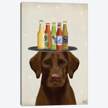 Labrador Chocolate Beer Lover Canvas Print #FNK1791} by Fab Funky Art Print