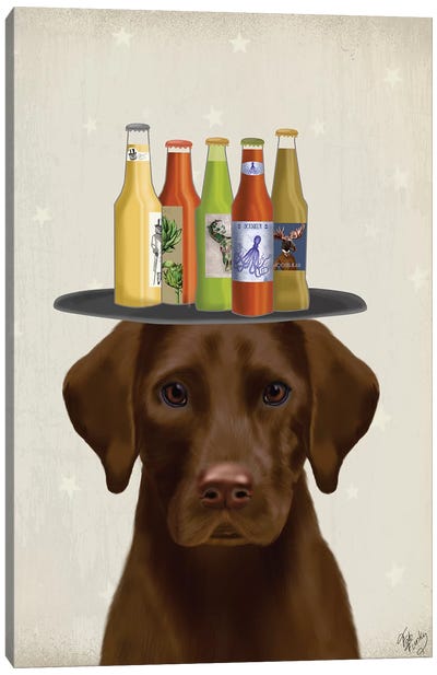 Labrador Chocolate Beer Lover Canvas Art Print - Beer Art