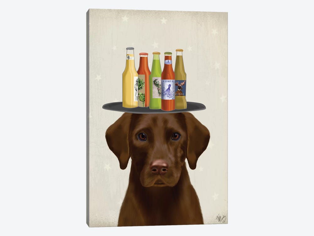 Labrador Chocolate Beer Lover by Fab Funky 1-piece Canvas Art