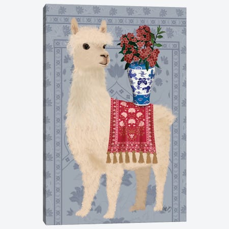 Llama Chinoiserie 2 Canvas Print #FNK1810} by Fab Funky Canvas Artwork