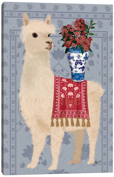 Llama Chinoiserie 2 Canvas Art Print - Llama & Alpaca Art