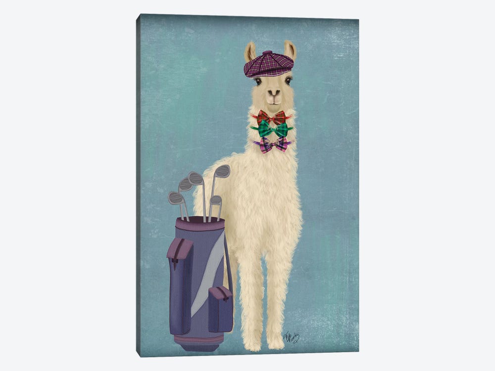 Llama Golfing by Fab Funky 1-piece Canvas Art
