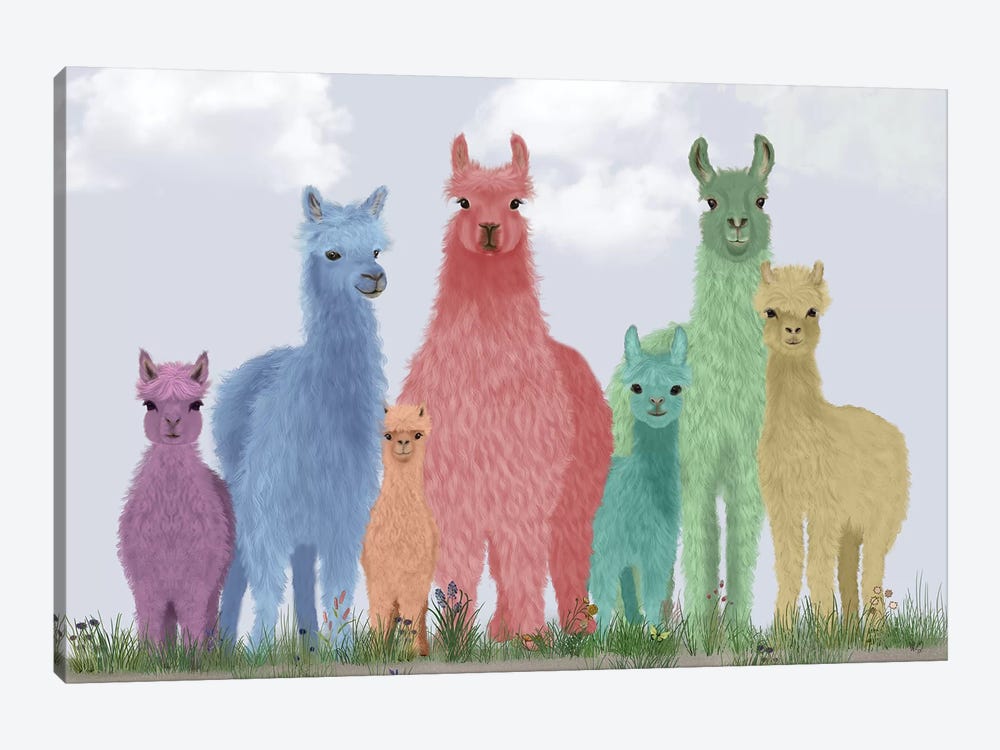 Llama Pastel Family by Fab Funky 1-piece Art Print