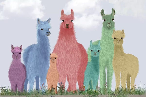 Llama Pastel Family