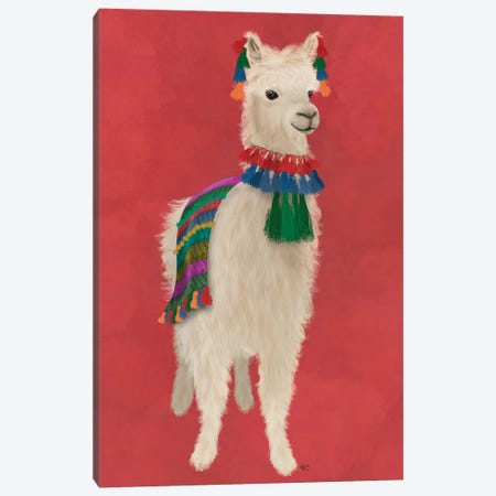 Llama Traditional 1, Full Canvas Print #FNK1830} by Fab Funky Canvas Art
