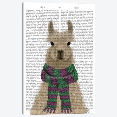 Llama with Purple Scarf, Portrait Book Print Canvas Print #FNK1837} by Fab Funky Art Print