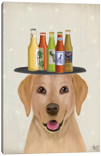 Labrador Yellow Beer Lover Canvas Art Print - Beer Art