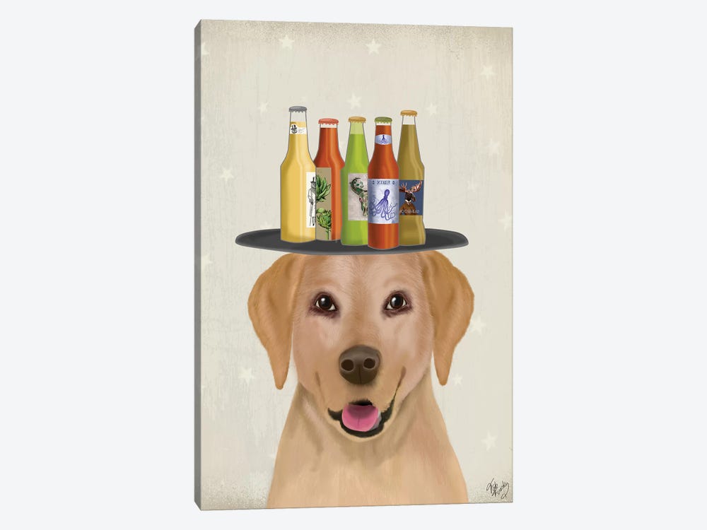 Labrador Yellow Beer Lover by Fab Funky 1-piece Canvas Art
